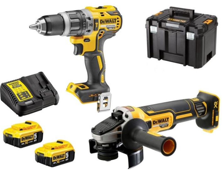 DeWALT DCK2080P2T  Kombo pack DCD796 + DCG405 + 18V 2x5,0Ah + DCB115 + TSTAK 
